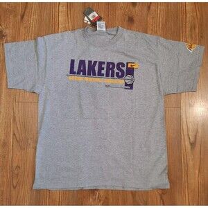 NEW w/TAGS Vintage NIKE NBA LOS ANGELES LAKERS Y2K 1990s Gray TEE T Shirt Size L
